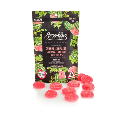smokiez sour watermelon hybrid fruit chews 250mg.png Smokiez Gummies sour watermelon hybrid fruit chews 250mg.png